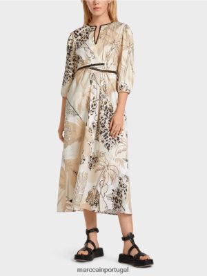 Marc Cain Vestido com cintura do Império areia profunda roupas 4P8PV086 Marc Cain Dresses