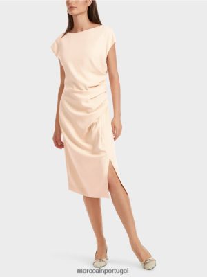 Marc Cain Vestido de aparência de embrulho Creme escuro roupas 4P8PV025 Marc Cain Portugal