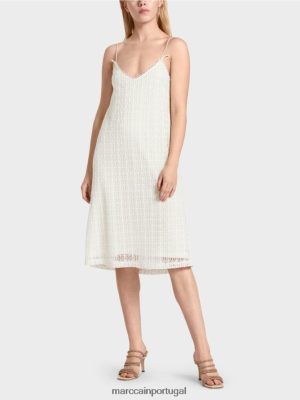 Marc Cain Vestido de deslizamento de renda off white roupas 4P8PV092 Marc Cain Dresses