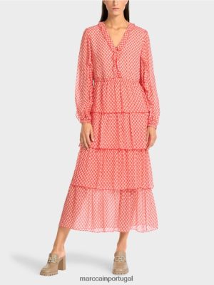 Marc Cain Vestido de folga no padrão de bolinhas tangerina roupas 4P8PV0110 Marc Cain Dresses