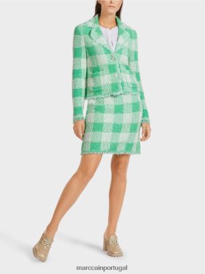 Marc Cain Vichy Check Blazer "malha na Alemanha" Jade brilhante roupas 4P8PV0195 Marc Cain Tops