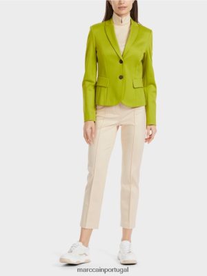 Marc Cain blazer ajustado com lapela estreita verde azeitona brilhante roupas 4P8PV0175 Marc Cain Portugal
