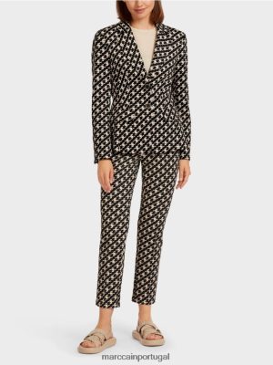 Marc Cain blazer clássico em um xadrez de pastor preto roupas 4P8PV0205 Marc Cain Portugal