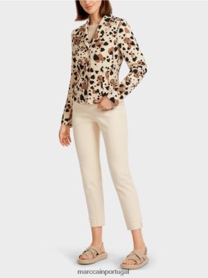 Marc Cain blazer com design de leopardo em forma de coração creme roupas 4P8PV0204 Marc Cain Tops
