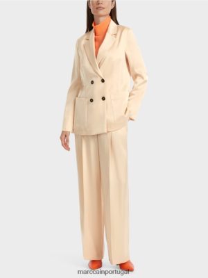 Marc Cain blazer de peito duplo com bolsos Creme escuro roupas 4P8PV0163 Marc Cain Portugal