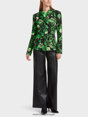 Marc Cain blazer em um design floral Verde de maçã escura roupas 4P8PV0151 Marc Cain Portugal