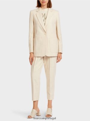 Marc Cain blazer em um visual de linho creme roupas 4P8PV0207 Marc Cain Tops