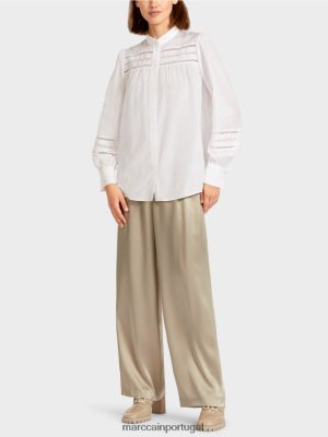 Marc Cain blusa com bordas de renda branco roupas 4P8PV0958 Marc Cain Portugal