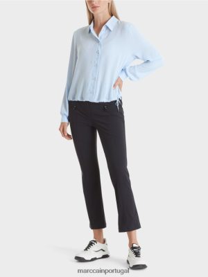 Marc Cain blusa com cordão pó macio azul roupas 4P8PV0865 Marc Cain Portugal