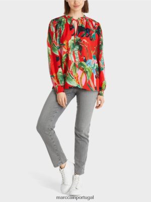Marc Cain blusa com impressão na selva Fogo vermelho roupas 4P8PV0926 Marc Cain Dresses