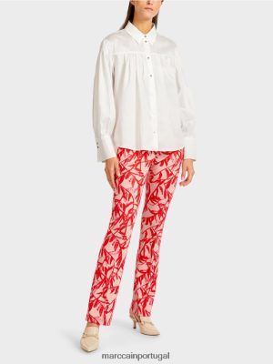 Marc Cain blusa com jugo do ombro e pregas off white roupas 4P8PV0957 Marc Cain Tops