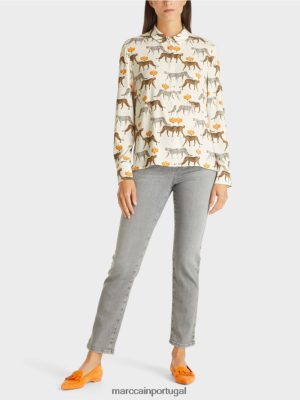 Marc Cain blusa com leopardos Novo branco de neve roupas 4P8PV0995 Marc Cain Dresses