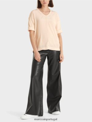 Marc Cain blusa com mistura de material Creme escuro roupas 4P8PV0907 Marc Cain Portugal