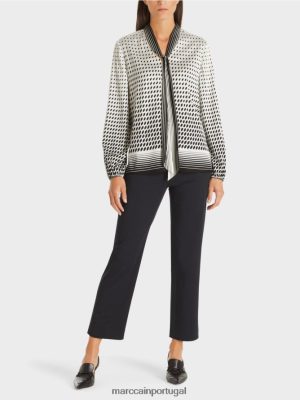 Marc Cain blusa com mix de padrões Novo rosa puro roupas 4P8PV0996 Marc Cain Tops