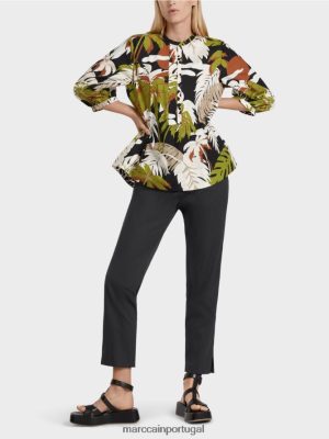 Marc Cain blusa de algodão A-line Verde de oliveira profunda roupas 4P8PV0944 Marc Cain Dresses