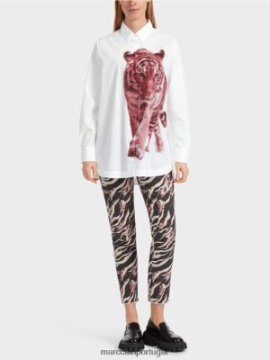 Marc Cain blusa de camisa "repensar junto" Campari roupas 4P8PV0848 Marc Cain Dresses