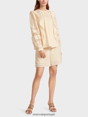 Marc Cain blusa de inspiração étnica creme roupas 4P8PV0911 Marc Cain Dresses