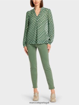 Marc Cain blusa em um padrão geométrico Moss Green roupas 4P8PV01000 Marc Cain Portugal