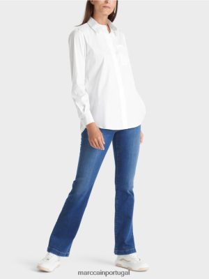 Marc Cain blusa esticada de algodão branco roupas 4P8PV0902 Marc Cain Dresses