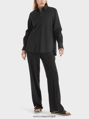 Marc Cain blusa esticada de algodão preto roupas 4P8PV0893 Marc Cain Dresses