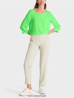 Marc Cain blusa fluida Verde chocante brilhante roupas 4P8PV0873 Marc Cain Tops
