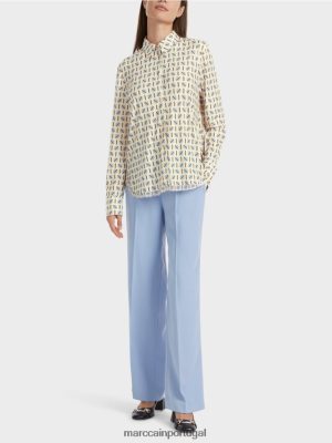 Marc Cain blusa impressa Creme escuro roupas 4P8PV0852 Marc Cain Tops