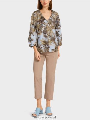 Marc Cain blusa no estilo da blusa com motivo de palma pó claro azul roupas 4P8PV0965 Marc Cain Dresses