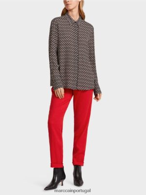 Marc Cain blusa viscose com impressão toda preto roupas 4P8PV0920 Marc Cain Dresses