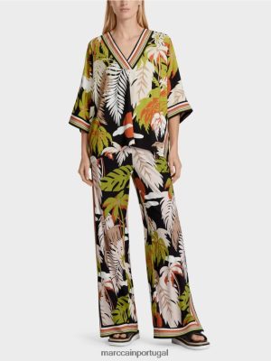 Marc Cain blusa viscose com mangas de quimono Verde de oliveira profunda roupas 4P8PV0947 Marc Cain Dresses