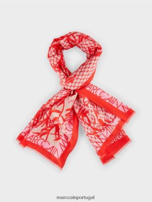 Marc Cain cachecol em uma mistura de impressão tangerina acessório 4P8PV01735 Marc Cain Portugal