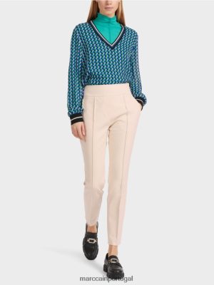 Marc Cain calça deslizada com zíper lateral Blossom de amêndoa roupas 4P8PV0522 Marc Cain Tops