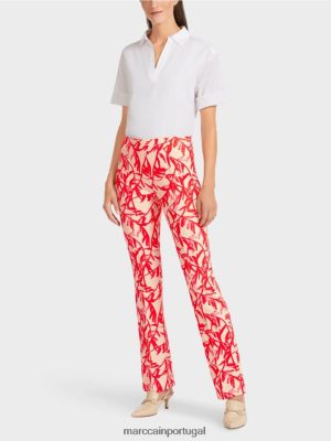 Marc Cain calça em uma impressão floral Bronzeado brilhante roupas 4P8PV0702 Marc Cain Tops
