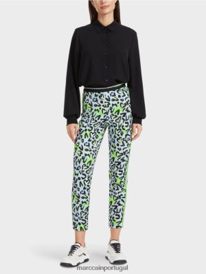 Marc Cain calça estreita Sofia com impressão geral pó macio azul roupas 4P8PV0562 Marc Cain Portugal