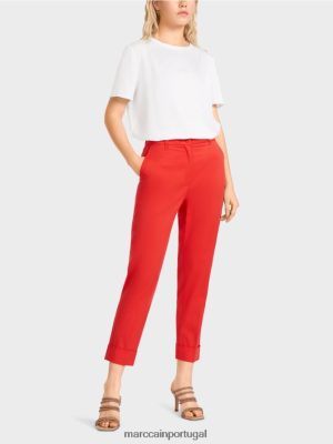Marc Cain calça franca com vinco e manguito Fogo vermelho roupas 4P8PV0677 Marc Cain Dresses