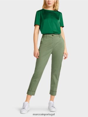 Marc Cain calça franca com vinco e manguito verde místico roupas 4P8PV0656 Marc Cain Dresses