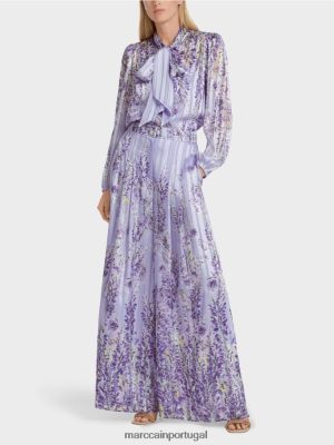 Marc Cain calça larga com estampa de glicínios lilás brilhante roupas 4P8PV0630 Marc Cain Tops