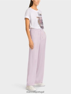 Marc Cain calça solta com cintura de corredor Lavanda leve roupas 4P8PV0682 Marc Cain Portugal