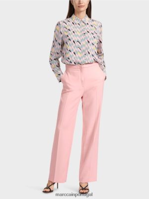 Marc Cain calças amassadas de perna larga wukari pó macio rosa roupas 4P8PV0584 Marc Cain Dresses