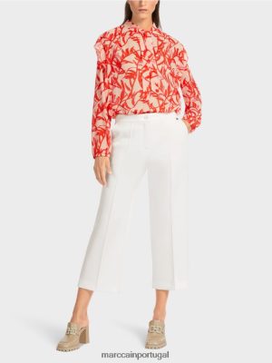 Marc Cain calças com enriquecimento de peito superior off white roupas 4P8PV0699 Marc Cain Tops