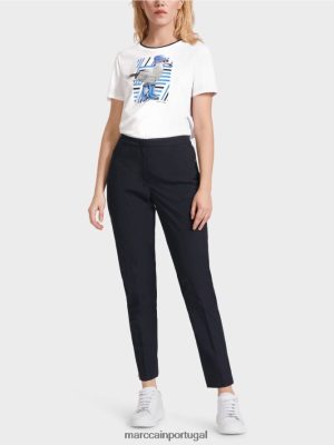 Marc Cain calças com zíper da bainha Midnight Blue roupas 4P8PV0597 Marc Cain Tops