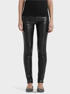 Marc Cain calças de drenagem em couro de imitação preto roupas 4P8PV0831 Marc Cain Tops