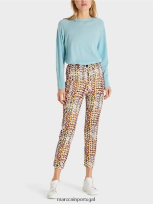 Marc Cain calças de impressão retrô roxo real roupas 4P8PV0736 Marc Cain Portugal