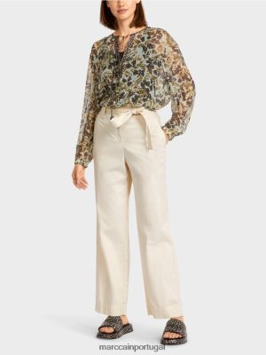 Marc Cain calças de papel "repensar juntas" creme de pó roupas 4P8PV0694 Marc Cain Portugal