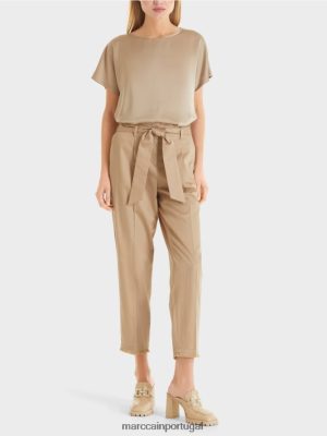 Marc Cain calças no estilo de papel Taupe suave roupas 4P8PV0692 Marc Cain Dresses