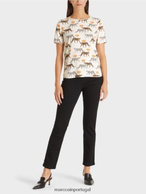 Marc Cain camisa da blusa com leopardos Novo branco de neve roupas 4P8PV0998 Marc Cain Dresses
