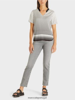 Marc Cain camisa da blusa com mix de padrões Novo rosa puro roupas 4P8PV0994 Marc Cain Portugal