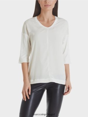 Marc Cain camisa da blusa feita de mistura de material off white roupas 4P8PV01030 Marc Cain Portugal
