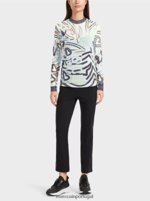 Marc Cain camisa flexível de mangas compridas pó macio azul roupas 4P8PV01306 Marc Cain Portugal