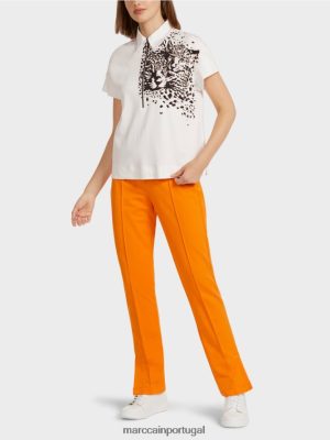 Marc Cain camisa polo com estampa de leopardo off white roupas 4P8PV01437 Marc Cain Tops