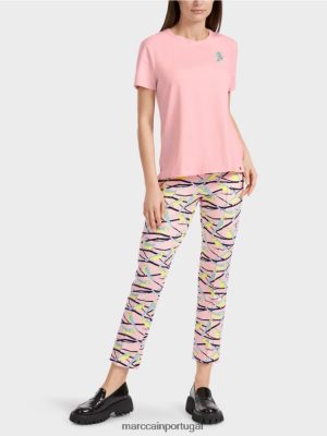 Marc Cain camiseta com aplicação de pássaro pó macio rosa roupas 4P8PV01326 Marc Cain Tops